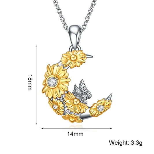 Rose Valley Sunflower Pendant Necklace for Women Moon Pendants Fashion Jewelry Girls Gifts YN049 - Charlie Dolly