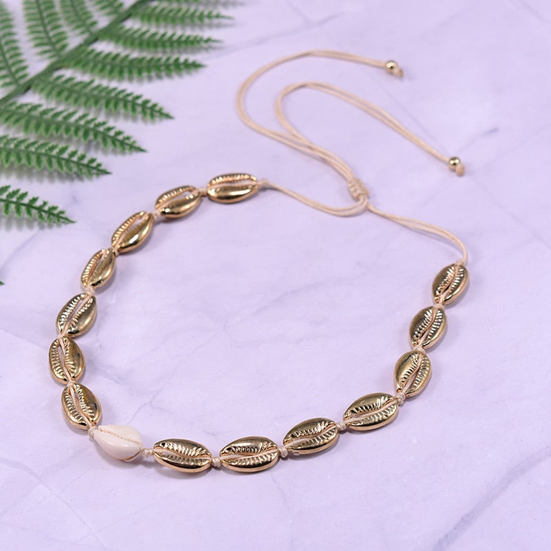 Natural Puka Shell Choker for Women Fashion Boho Collares Necklace Handmade Adjustable Wholesale Femme Accessories - Charlie Dolly