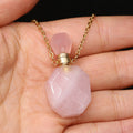 Natural Stone Perfume Bottle Necklace Pink Quartz Pendant Charms For Elegant Women Love Romantic Gift 60 CM - Charlie Dolly