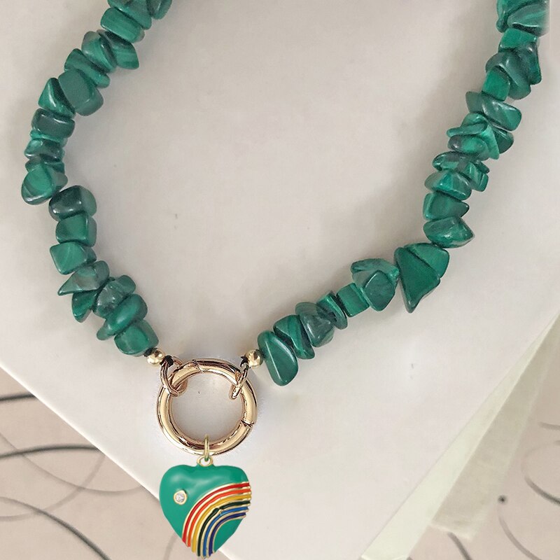 punk Exquisite beach bohemian boho red coral puka shell heart natural stone bead necklace women jewelry bijoux collar wholesale - Charlie Dolly