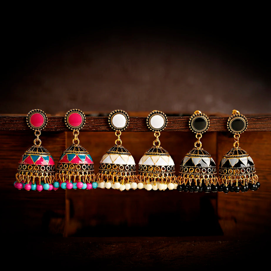 Pearl Bead Indian Jhumka Hanging Earrings Jewelry