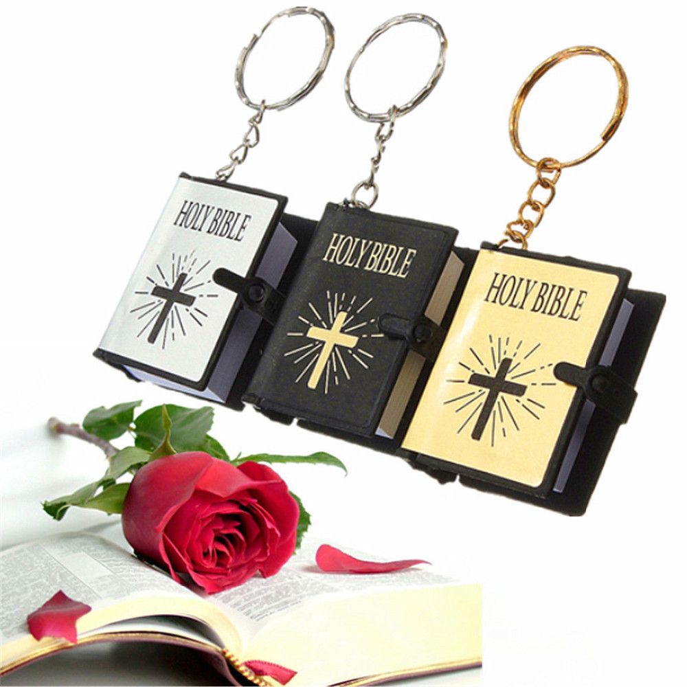 Mini Holy Bible Keychain Real Paper Can Read Religious Christian Cross Keyrings Holder Car Key Chains Fashion Gifts Jewelry - Charlie Dolly