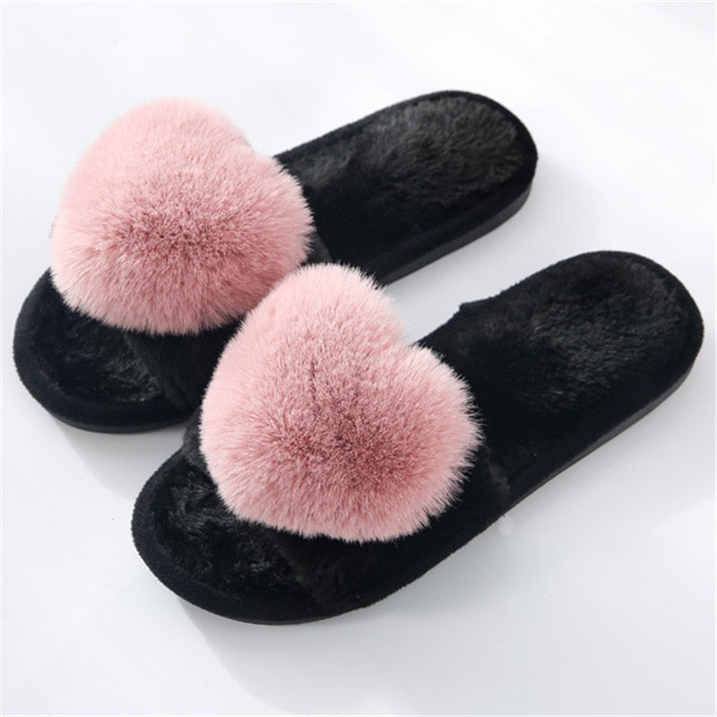 slippers women shoes woman slides plush slippers home slippers women indoor home slipper Winter Warm Faux Fur Slippers - Charlie Dolly