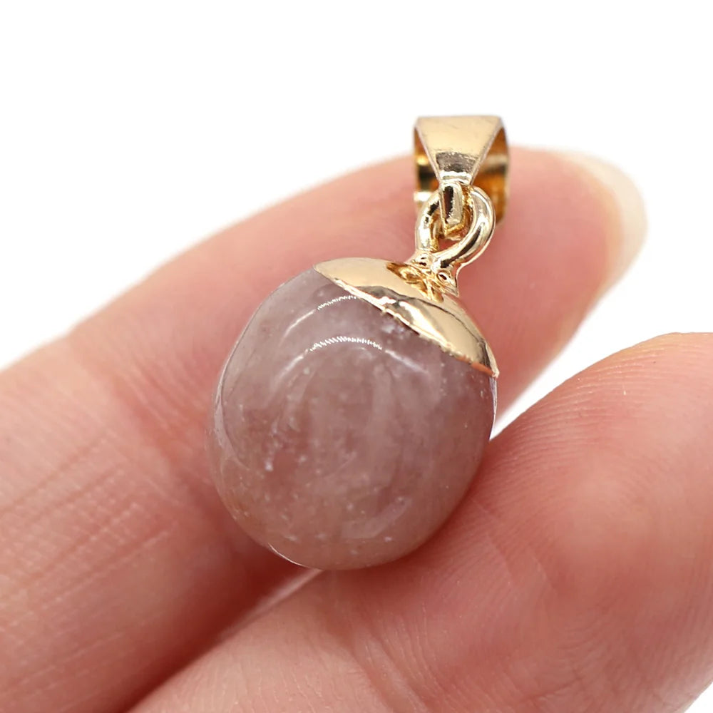 2pc Natural Stone Pendants Reiki Heal Small Round Lapis lazuli Opal for Trendy Jewelry Making Necklace Earrings Gift