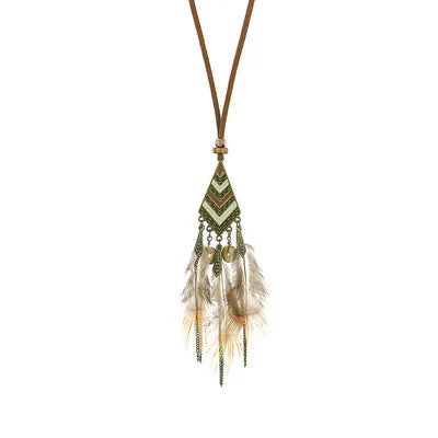 Feather Dreamcatcher Tassel Pendant Necklace Jewelry