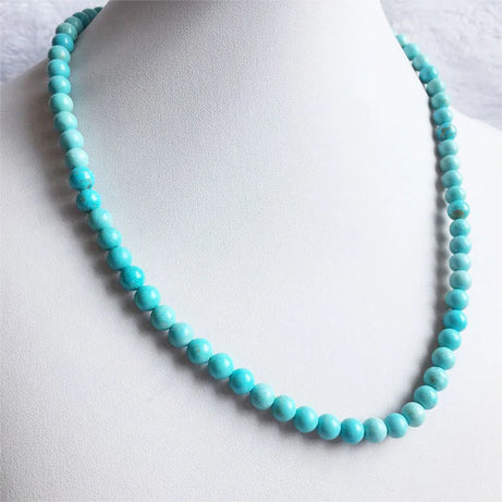 Blue Turquoise Round Bead Choker Necklace Jewelry