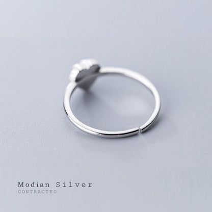 Modian Genuine 925 Sterling Silver Romantic Pink Opal Hearts Rings for Women Adjustable Open Finger Ring Fashion Fine Jewelry