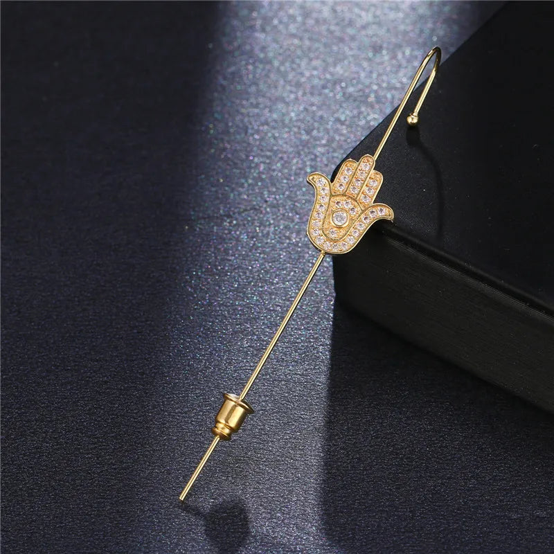 KSRA Bohemian Gold Color Earrings For Women Ear Wrap Crawler Hook Earring Zirconia Climber Long Earrings Statement Boho Jewelry