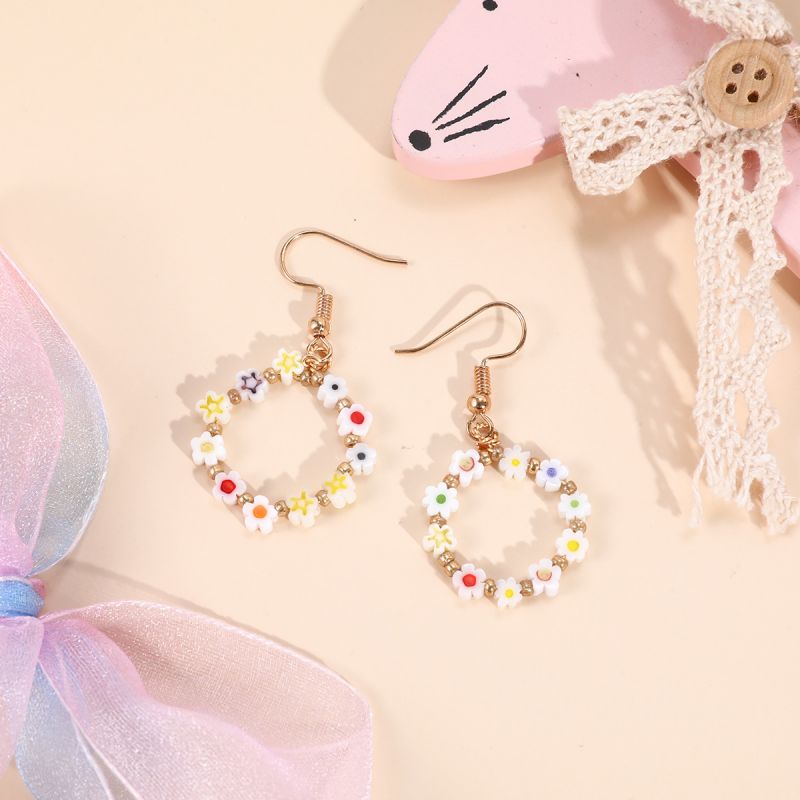 Fashion Boho Earrings For Women Colorful Style Sweet Flower Earrings Jewelry Spring Summer Floral Beaded Earrings Accessories - Charlie Dolly