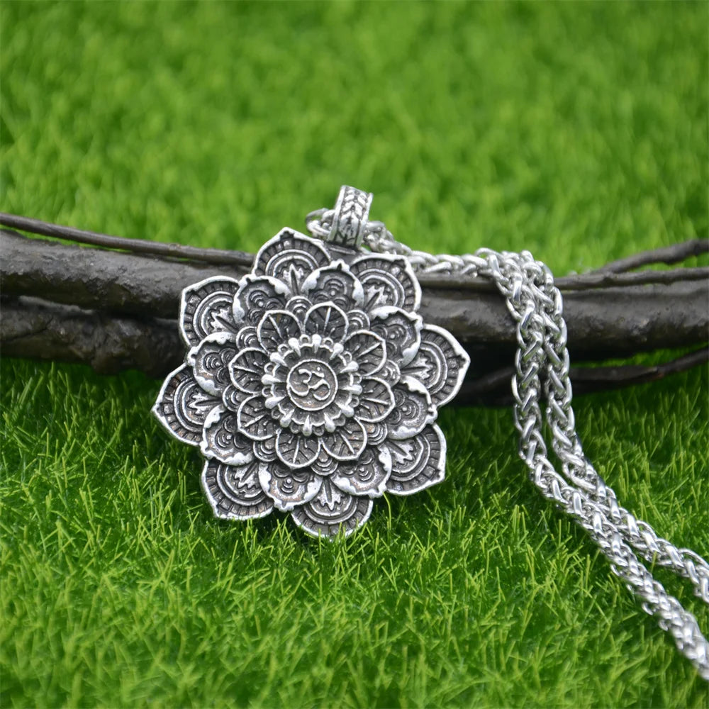 Om Lotus Flower Mandala Yoga Spiritual Pendant Womens Necklaces Jewelry Valentine Gift