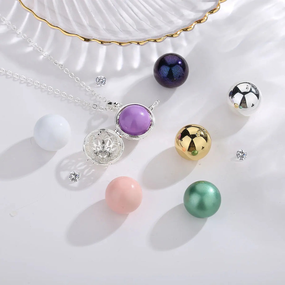 Eudora 18mm Harmony Ball Lotus Cage Pregnancy Bola Necklace, Angel Caller Amulet