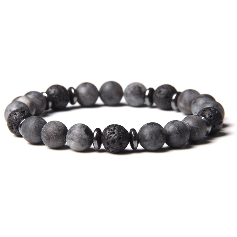 Natural Pink Zebra Stone Beads Bracelet 8mm Lava Volcanic Beaded Charm Bracelet Yoga Jewelry for Women Men Friendship Bracelet - Charlie Dolly