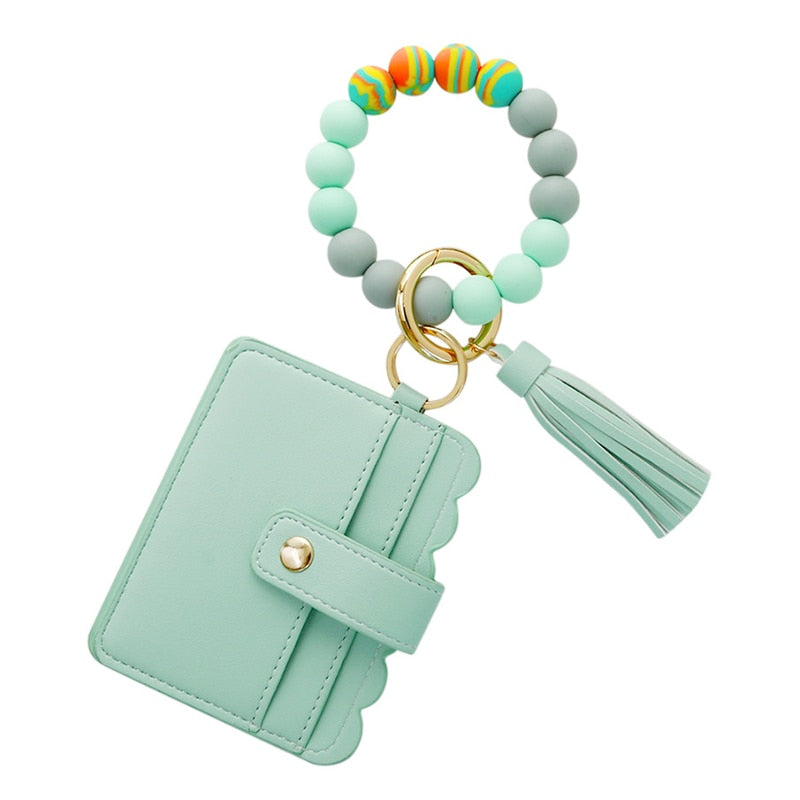 Silicone Keyring For Women Tassel Wood Beads Bracelet Keychain For Keys Multicolor Keychain Wholesale Accessories - Charlie Dolly