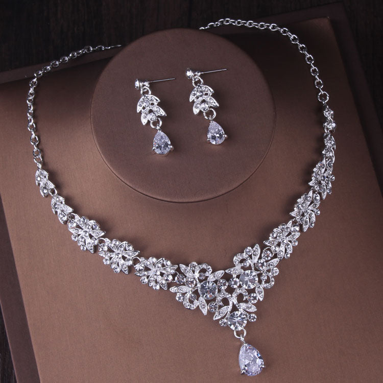 Gorgeous Silver Color Crystal Bridal Jewelry Sets Fashion Tiaras Crown Earrings Choker Necklace Women Wedding Dress Jewelry Set - Charlie Dolly