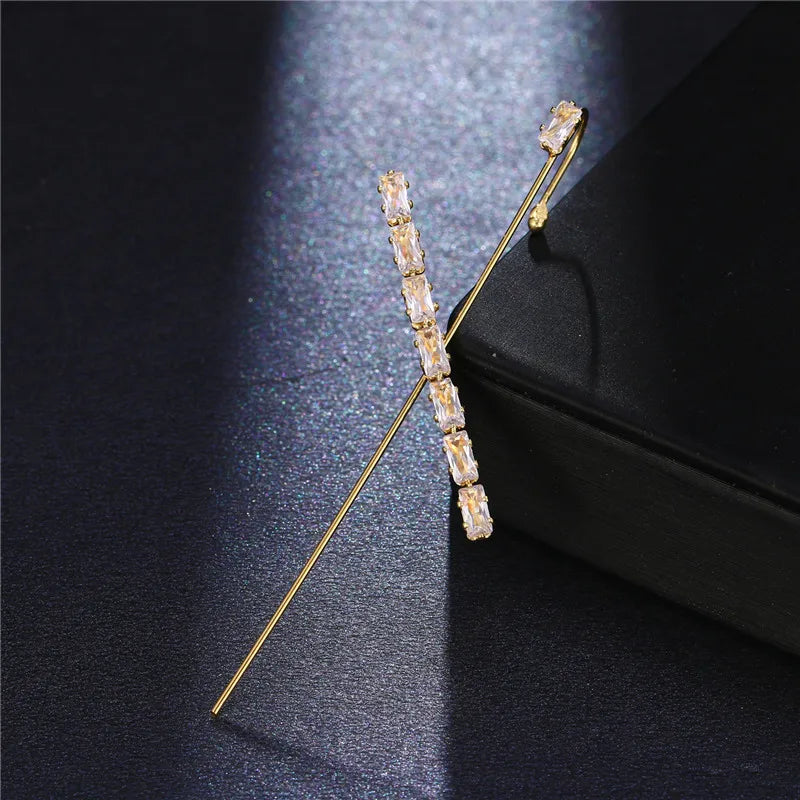KSRA Bohemian Gold Color Earrings For Women Ear Wrap Crawler Hook Earring Zirconia Climber Long Earrings Statement Boho Jewelry