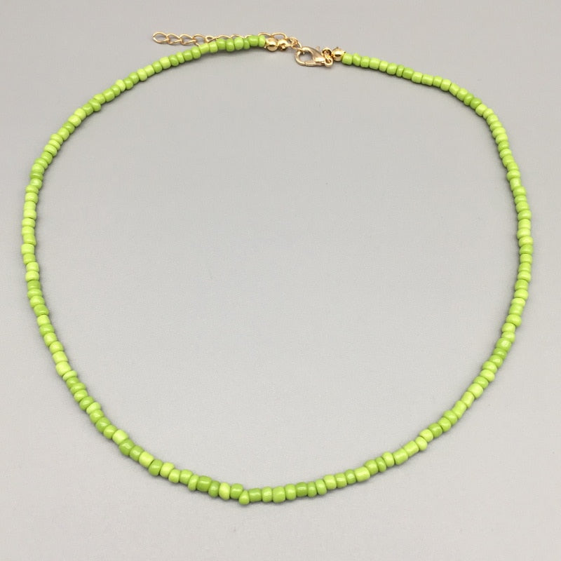Simple Seed Beads Strand Necklace Women String Beaded Short women Necklace Jewelry 16 inches Chokers Necklace Gift - Charlie Dolly