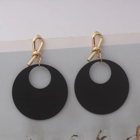 Black Leaf Pearl Crystal Long Earrings Jewelry
