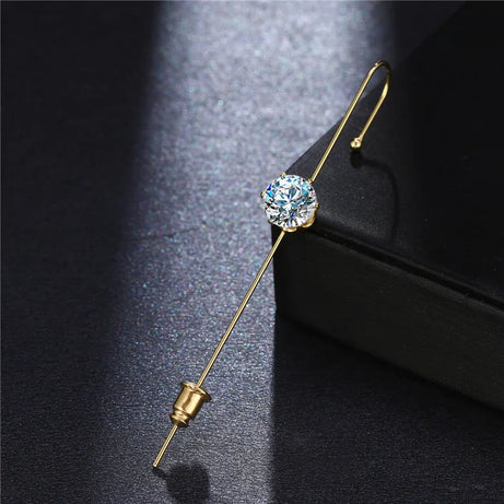 Gold Zirconia Ear Crawler Climber Earrings Jewelry