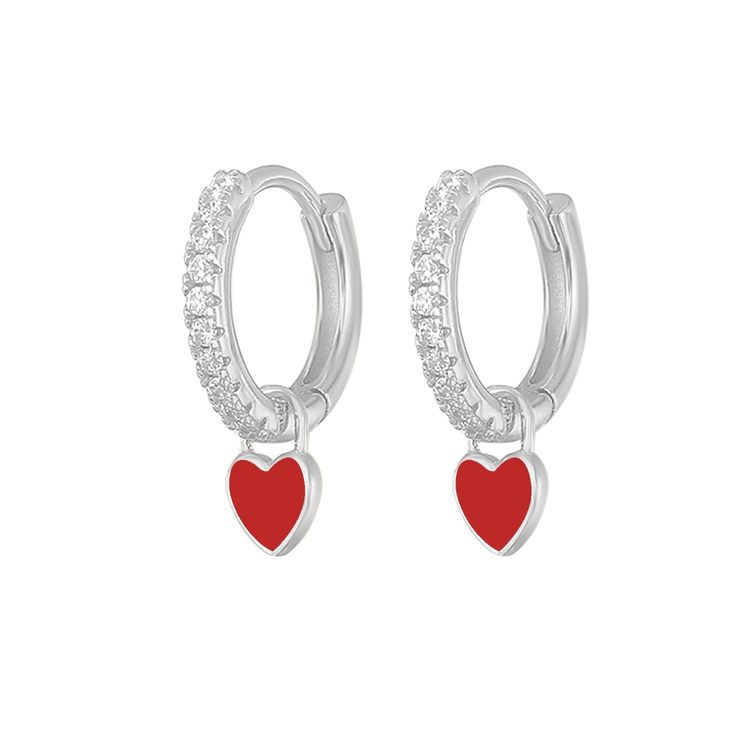 Aide Silver Color Hoop Earrings With Cute Candy Neon Color Enamel Heart Charm Drop Earring Gold Color For Girls Party Jewelry - Charlie Dolly