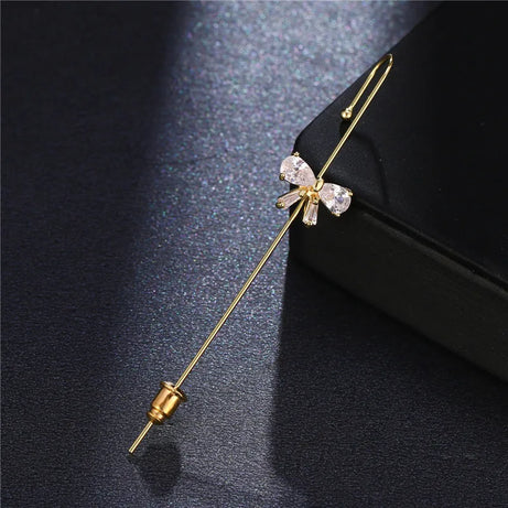 Gold Zirconia Ear Crawler Climber Earrings Jewelry