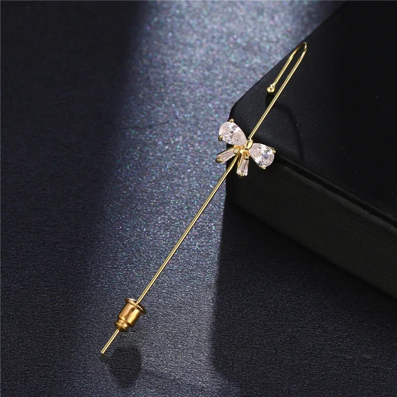 KSRA Bohemian Gold Color Earrings For Women Ear Wrap Crawler Hook Earring Zirconia Climber Long Earrings Statement Boho Jewelry