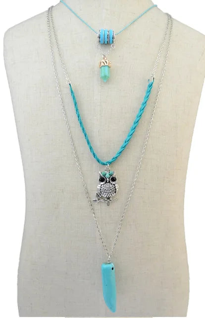 Thread Feather Bead Long Tassel Necklace Jewelry