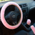Car Steering Wheel Cover Gearshift Handbrake Cover Protector Decoration Warm Super Thick Plush Collar Soft Black Pink Women Man - Charlie Dolly