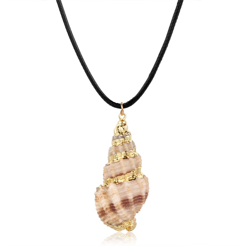 Hesiod Antique Gold Color Chain Summer Beach Jewlery Starfish Shell Pendant Necklace for Women - Charlie Dolly