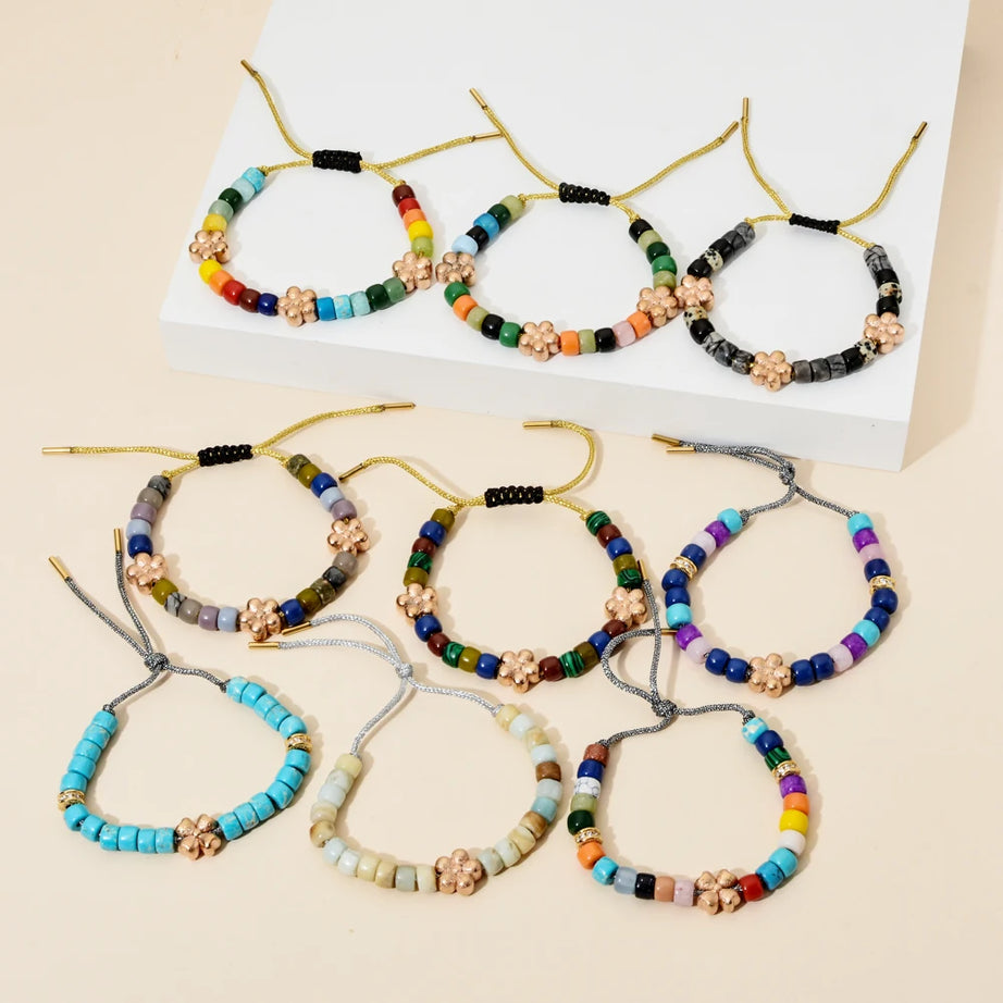 Vintage Boho Handmade Pull Tie on Rope Bracelet DIY Natural Stones Crystal Charm Beads Stone Trendy Bracelet Lucky Jewelry - Charlie Dolly