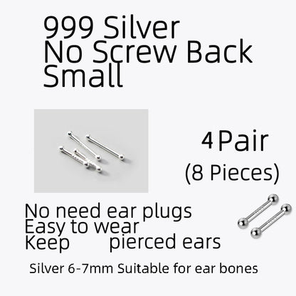 La Monada Sterling Silver Stud Earrings Women Two Ball Fine 925 Silver Jewelry Woman Earrings Stud Silver 999 Keep Piercing Nut