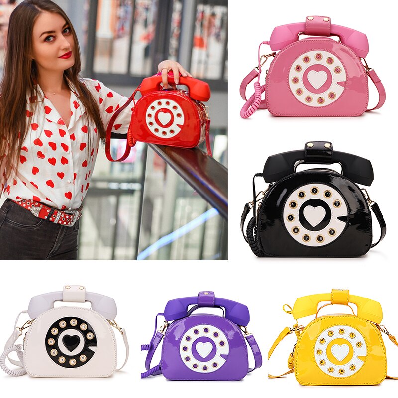 Telephone Shape Purses and Handbags for Women Fashion Pink Shoulder Bag Novel Designer Brand Crossbody Bag Top-Handle Totes 2021 - Charlie Dolly