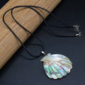 Natural Shell Shape Mother of Pearl Shell Pendants Wax Thread Charm Necklace for Women Jewelry Gift Size 50x55mm Length 55cm - Charlie Dolly