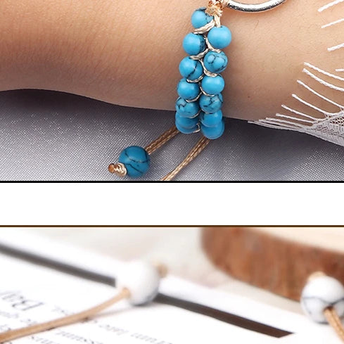 Boho Ocean Waves Bracelets Vintage Natural Stone Black Onyx Tiger Eye Beads Bracelet & Bangle Women Men Yoga Wristchain Jewelry - Charlie Dolly