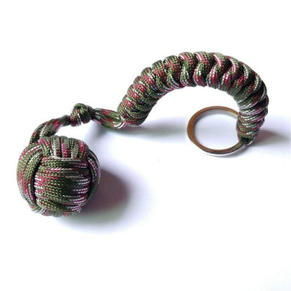 Key Chain With Self-defense Steel Ball 24cm 7-core Outdoor Equipment Parachute Cord Rope Keychain Wild Survival