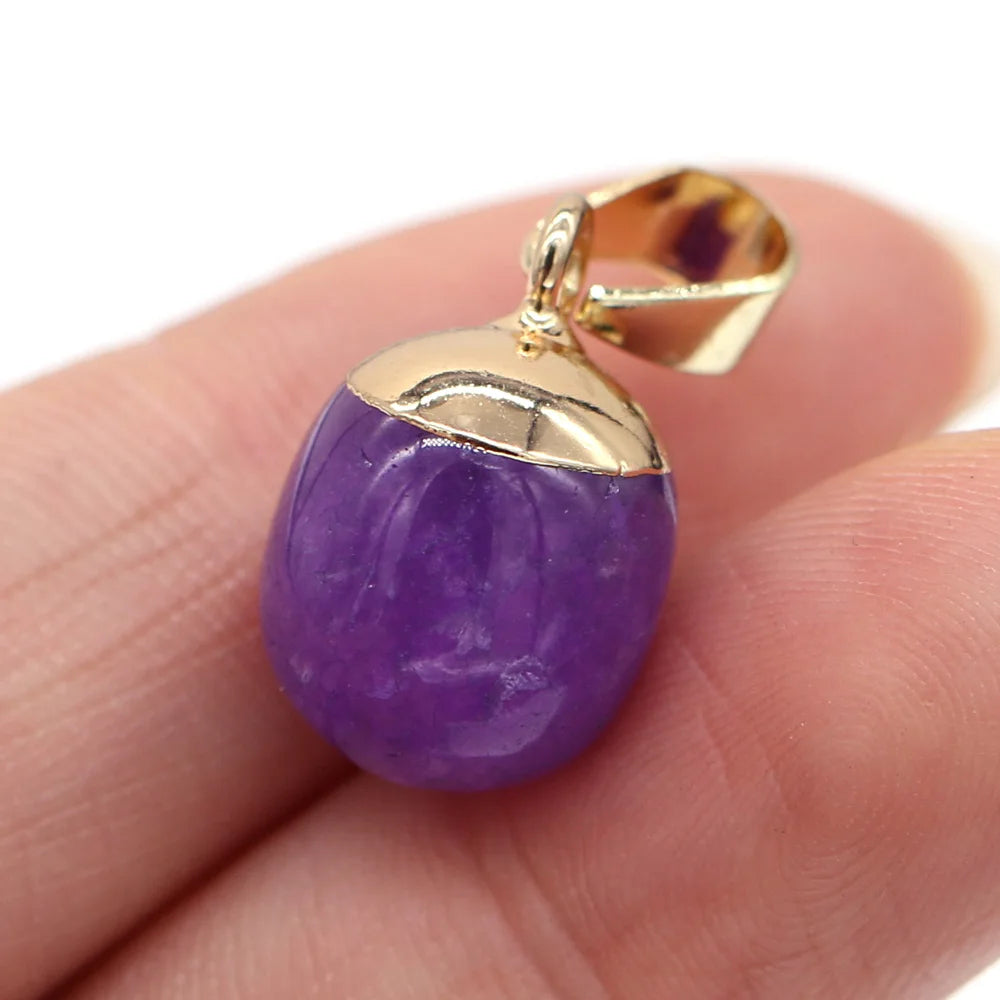 2pc Natural Stone Pendants Reiki Heal Small Round Lapis lazuli Opal for Trendy Jewelry Making Necklace Earrings Gift