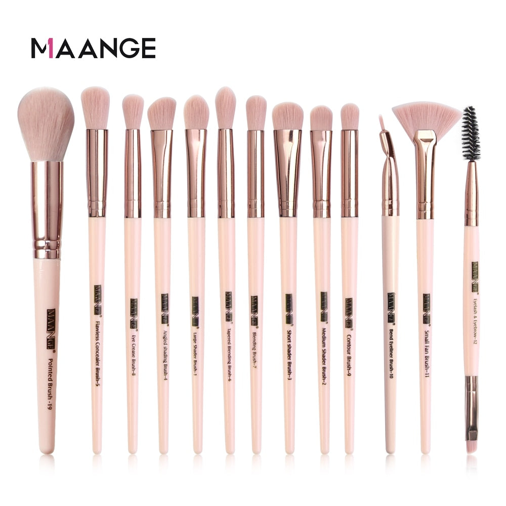 MAANGE Makeup Brushes Pro Pink Brush Set Powder EyeShadow Blending Eyeliner Eyelash Eyebrow Make up Beauty Cosmestic Brushes - Charlie Dolly