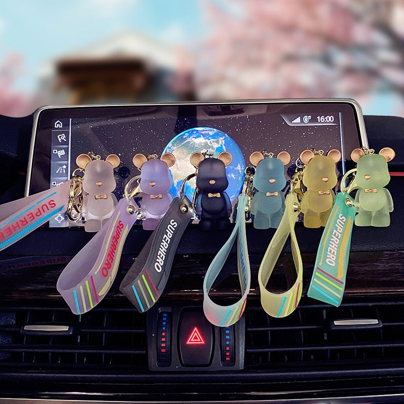 Cute Crystal Keychain Charm Tie The Bear Pendant For Women Bag Car KeyRing Mobile Phone Fine Jewelry Accessories Kids Girl Gift - Charlie Dolly