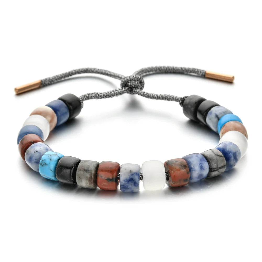 Vintage Boho Handmade Pull Tie on Rope Bracelet DIY Natural Stones Crystal Charm Beads Stone Trendy Bracelet Lucky Jewelry