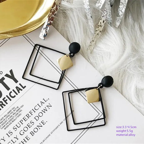 Black Leaf Pearl Crystal Long Earrings Jewelry