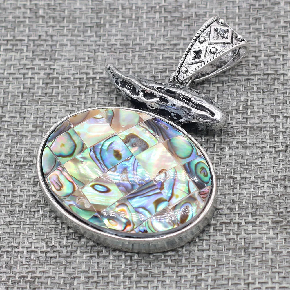 2024 New Natural Stone Abalone Shell Charms Boho Rose Quartzs Agates Pendant for Women Jewelry Making DIY Necklace Accessories