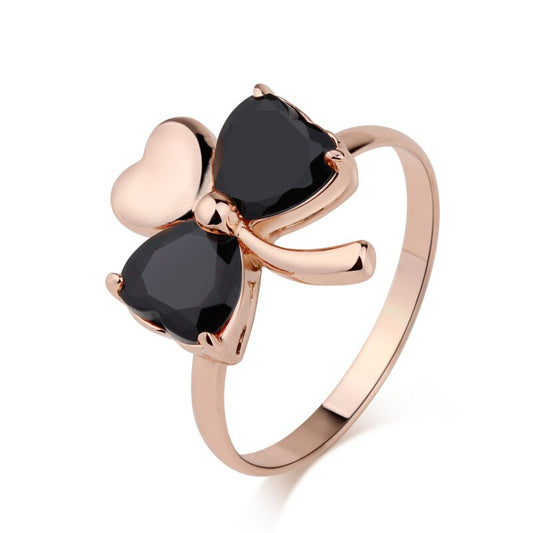 Fashion Enamel Metal Gold Rings Unique Fine Jewelry Scarves Pink Black Painted Flower Ring Gifts For Women Girls Perfect Quality - Charlie Dolly