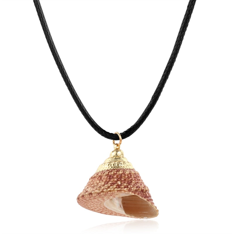 Hesiod Antique Gold Color Chain Summer Beach Jewlery Starfish Shell Pendant Necklace for Women - Charlie Dolly
