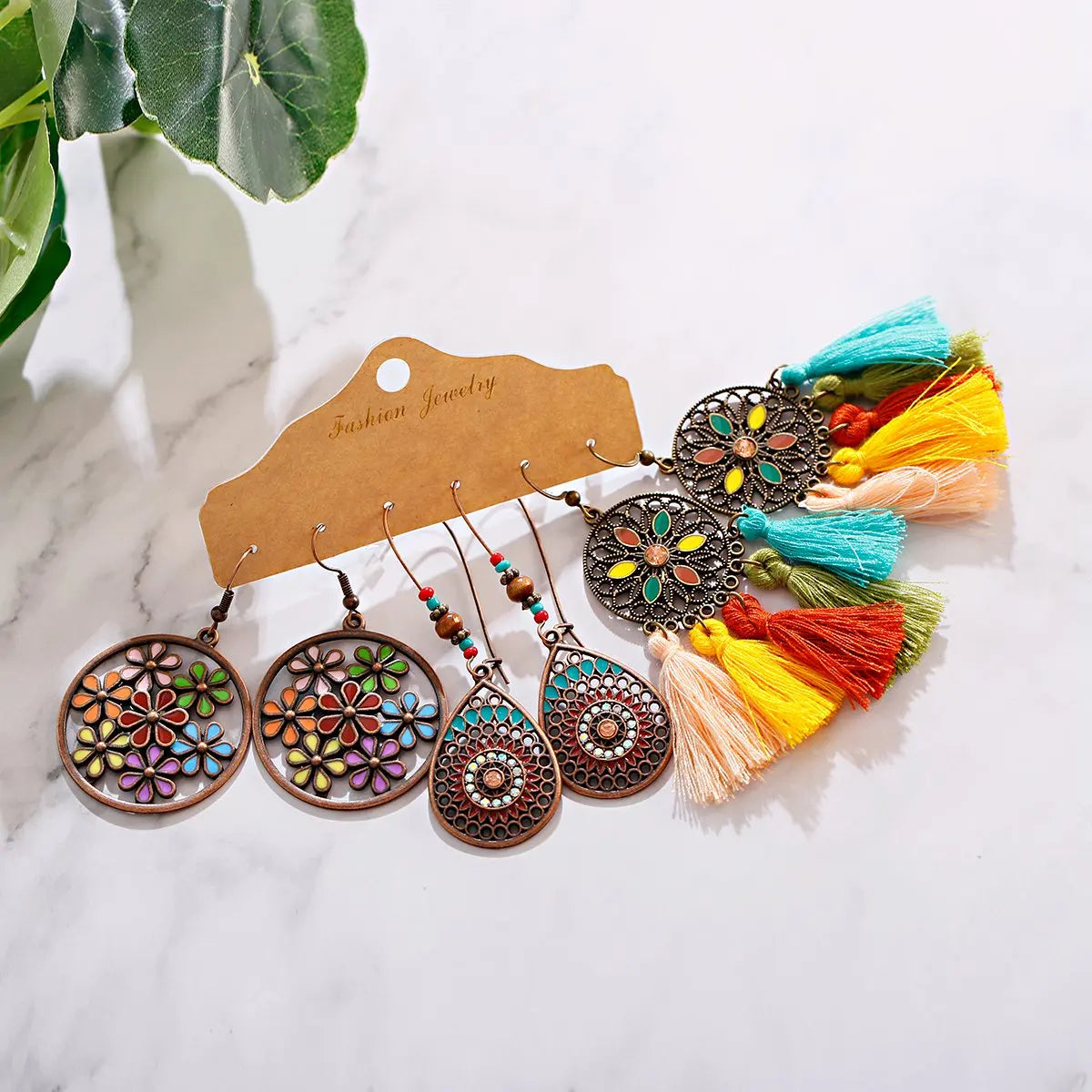 Boho Ethnic Dangle/Round Earrings For Women Vintage Fashion 2024 Earrings Sets Pendientes Earring Unusual Pendant Jewelry Female