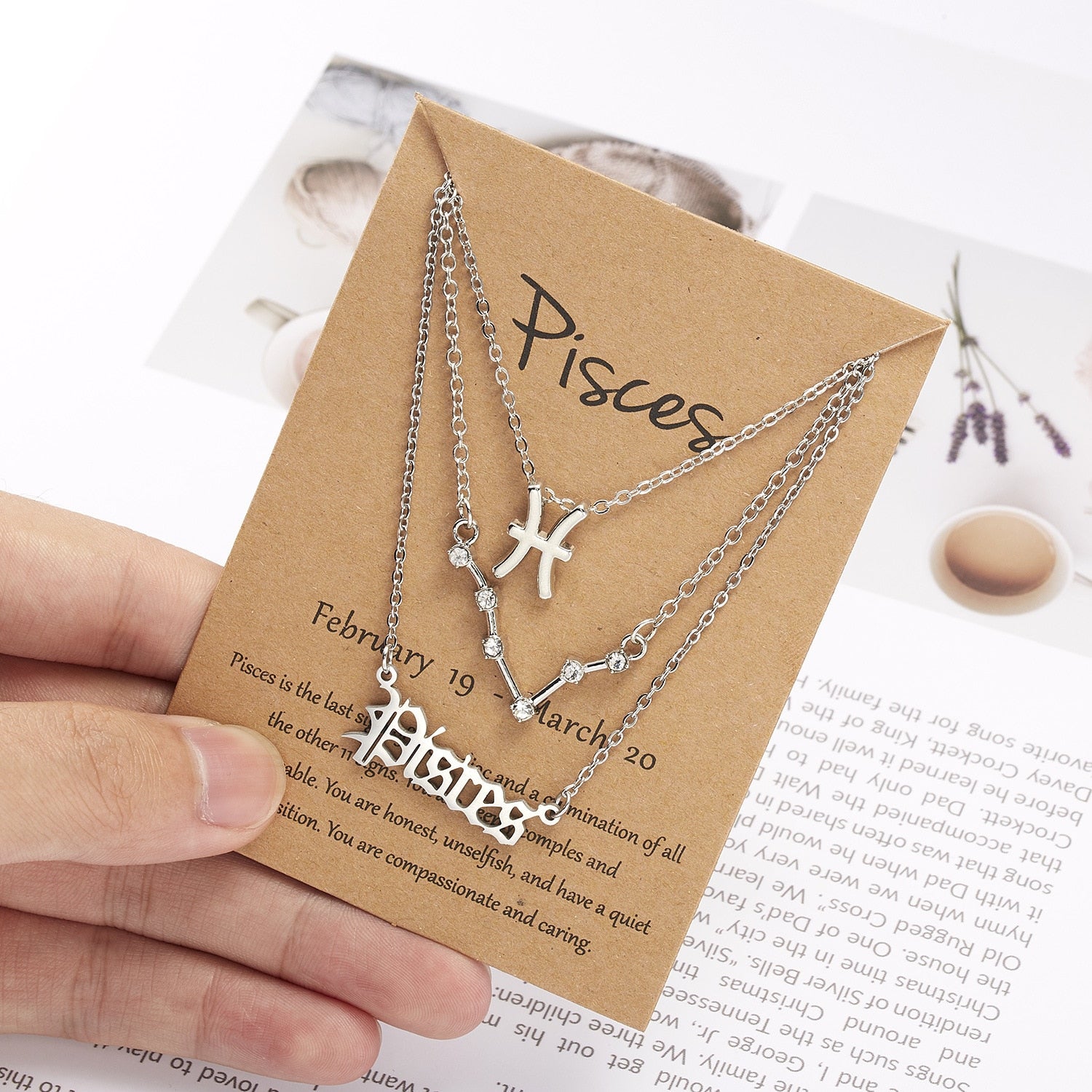 3Pcs/set 12 Zodiac Sign Necklace For Women 12 Constellation Pendant Chain Choker Birthday Jewelry With Cardboard Card - Charlie Dolly