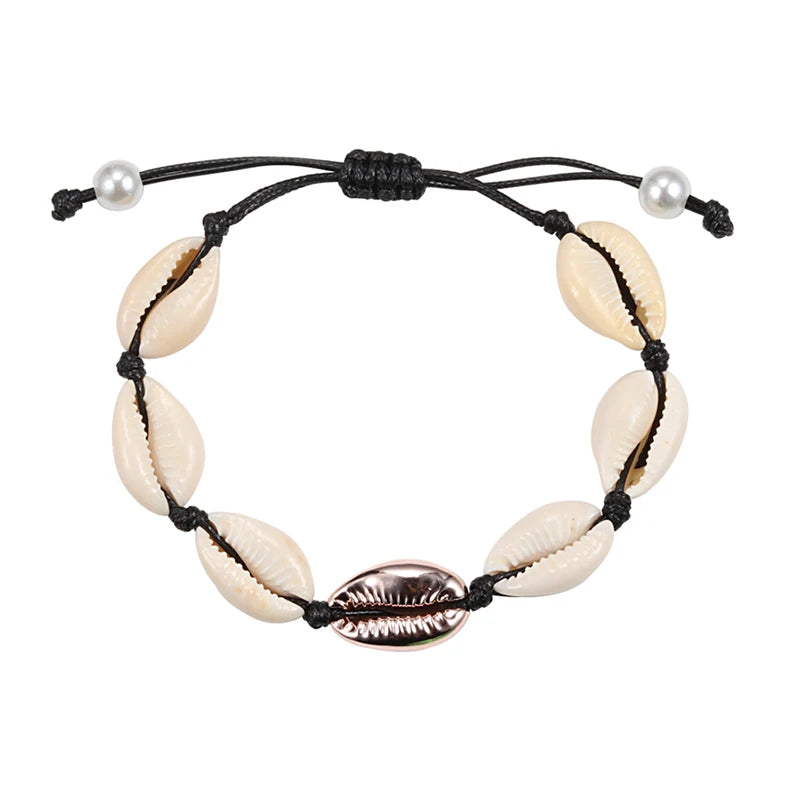 Hot Sell Handmade Shell Bracelet Boho Beach Natural Seashell Conch Beads Bracelets Women Jewelry Charm Cowrie Adjustable Bangles