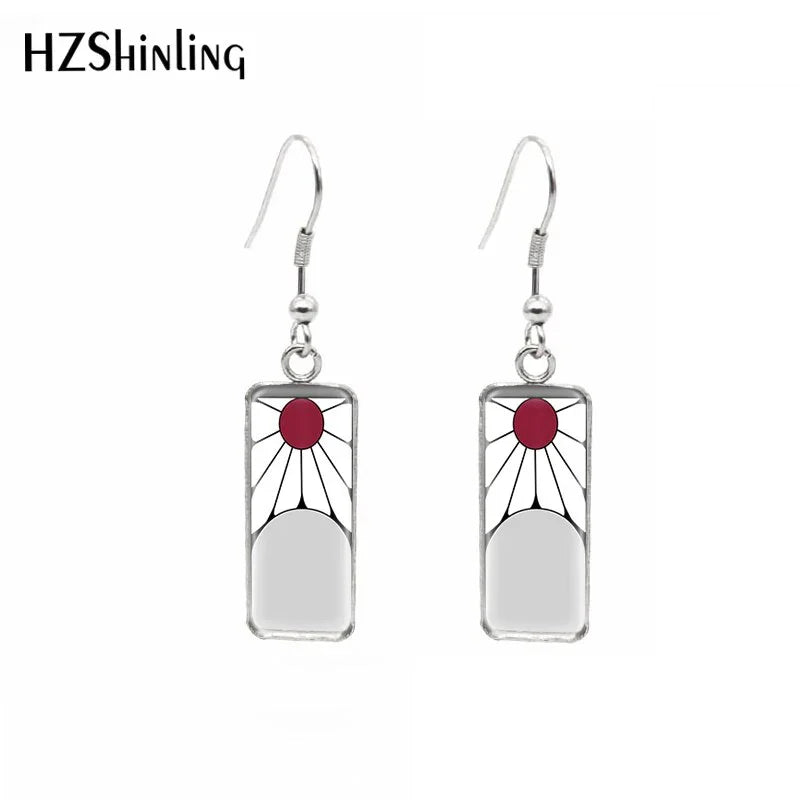 2019 Square Fish Hook Earrings Kimetsu no Yaiba Tanjirou Drop Earrings For Women French Hook Earrings Jewelry - Charlie Dolly