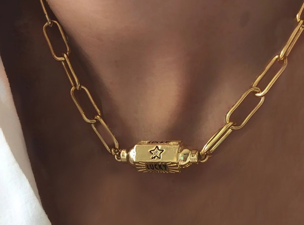 Goth freshwater pearl necklace women yellow smile beads coral Vintage Multi Layer Link Chain Necklace Punk Aesthetic Jewelry - Charlie Dolly