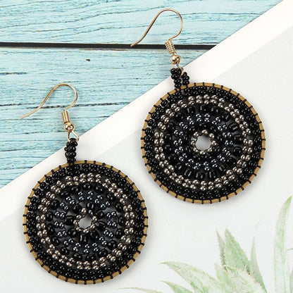 Bohemian Colorful Round Rice Beads Drop Earrings for Women Fashion Multicolor Handmade Dangle Earrings Female Party Jewelry Gift