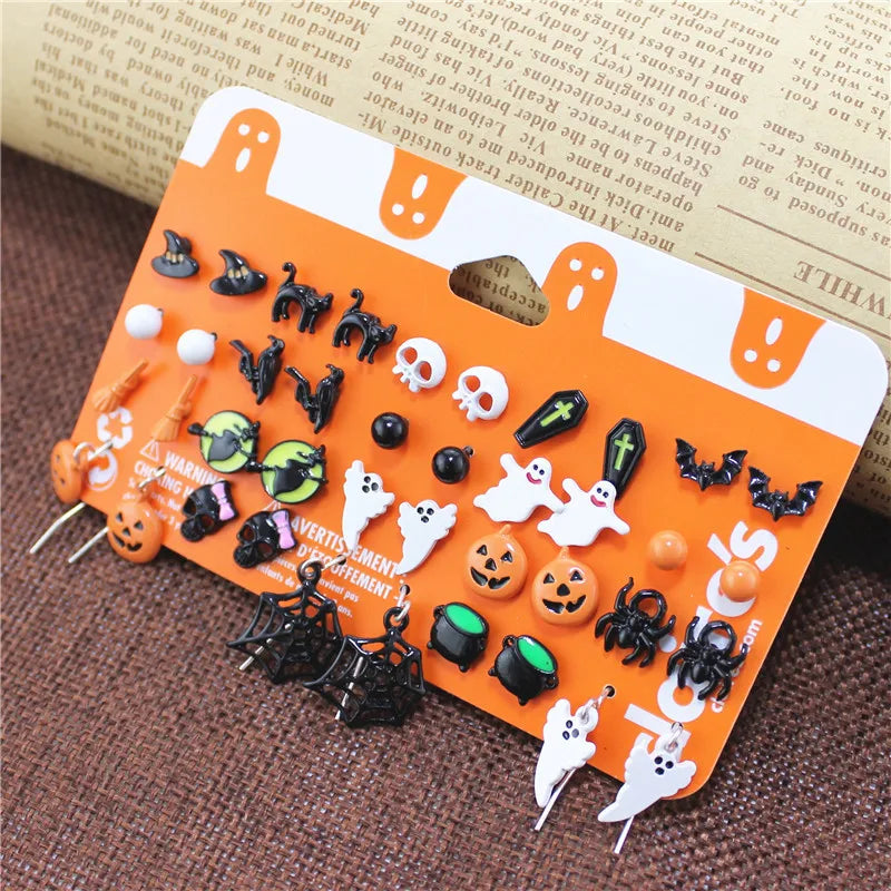 Nightmare Before Christmas Halloween Earrings Punk Skeleton Pumpkin Car Funny Cute Samll Stud Earrings Jewelry Aretes De Mujer - Charlie Dolly