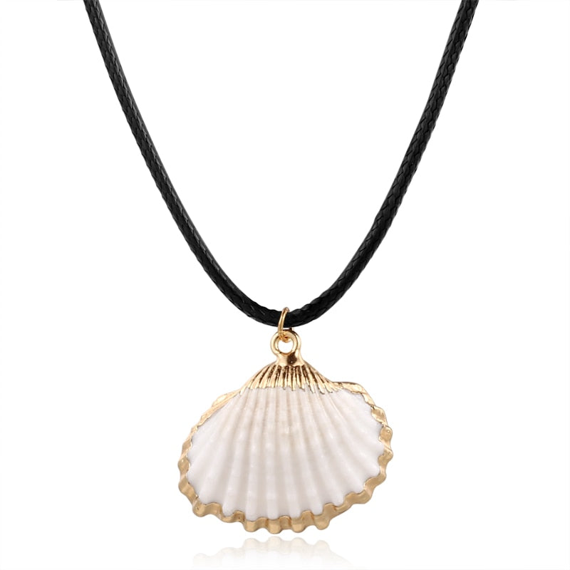 Hesiod Antique Gold Color Chain Summer Beach Jewlery Starfish Shell Pendant Necklace for Women - Charlie Dolly